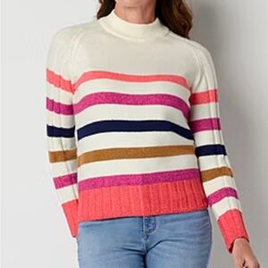 St. John's Bay Womens Mock Neck Long Sleeve Pullover Sweater Size L